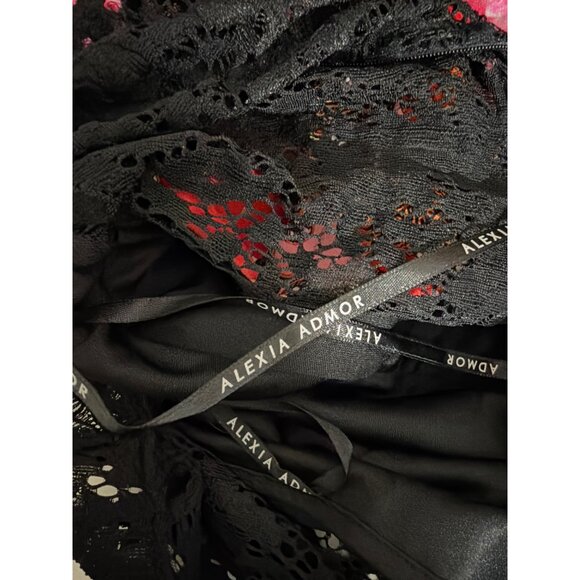 Alexia Admor Black Lace & Floral Scuba Skirt Dress Sleeveless A-Line - Picture 6 of 7